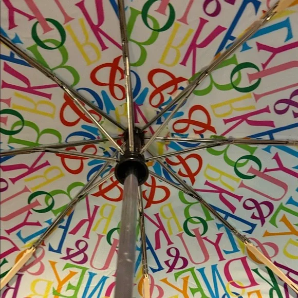 Dooney & Bourke Multi Colored Vintage Umbrella with Leather Handle - Picture 8 of 9